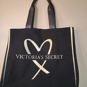 NWOT Victoria's Secret Black Tote Bag with Iconic Logo